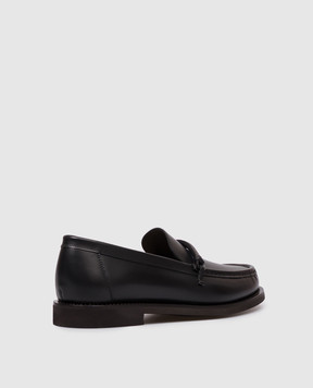 Brunello Cucinelli Black leather loafers with monil chain MZMGG3314P