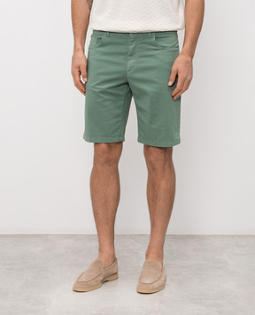 Stefano Ricci Green shorts with embroidered monogram logo M8T6100080TFANT