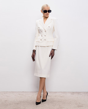 Dolce&Gabbana Ivory wool pencil skirt F4CJGTFUBGC