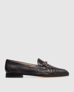 Doucal's Black leather loafers with logo DD8881MEGNUF279