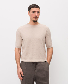 Peserico Beige T-shirt with a pattern R59488F149173Q