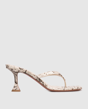 Amina Muaddi Juliette beige leather mules with reptile leather embossing 17S366192JUL