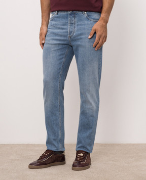 Brunello Cucinelli Blue jeans with embroidered emblem M283PD3210