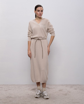 Peserico Beige midi dress made of wool, silk and cashmere S92218F12A9018C