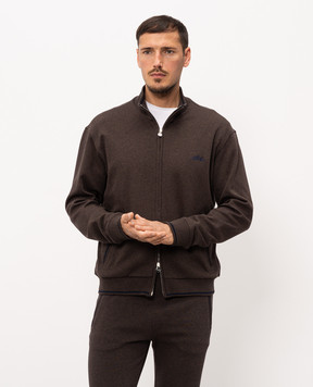 Castangia dal 1850 Brown sports jacket with embroidered emblem DMSDM191