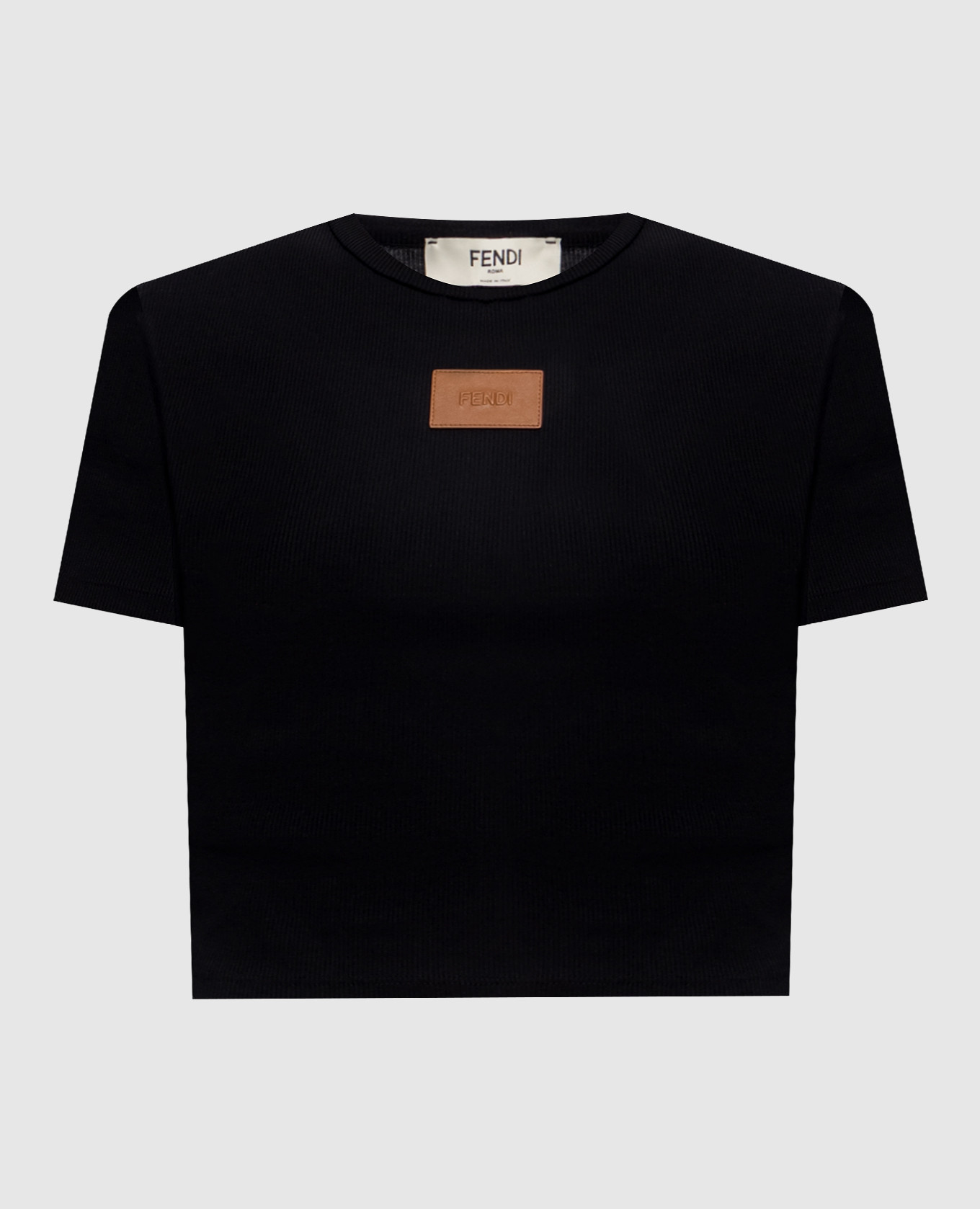 

Black ribbed cropped T-shirt Fendi