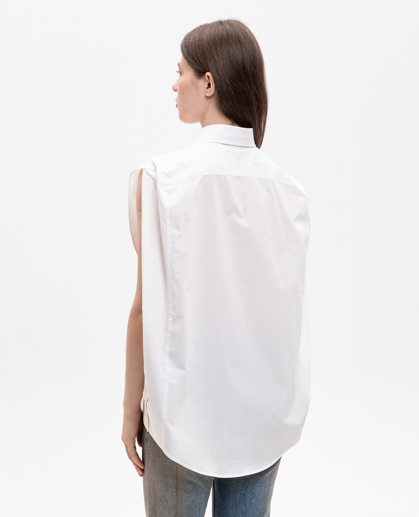 

Ivory sleeveless shirt with logo embroidery Maison Margiela MM6, Beige