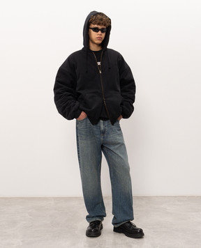 Vetements Black jacket with logo embroidery MH27BJ170Bm