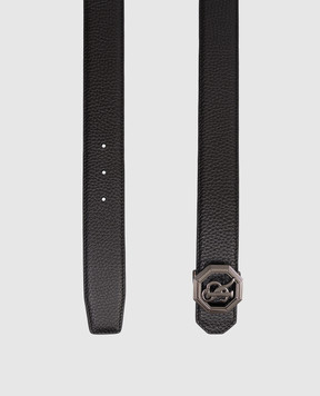 Stefano Ricci Black leather belt with monogram logo N382VDC366U