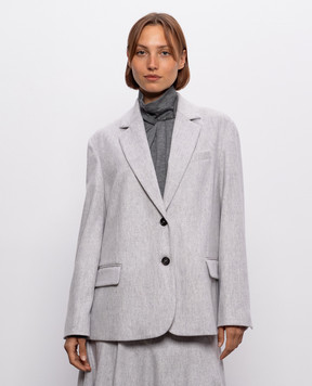 Brunello Cucinelli Gray wool jacket with monil chain MG5497204P