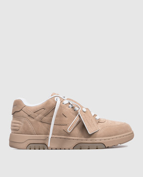 Off-White Out Of Office brown suede sneakers with logo OMIA189F25LEA009