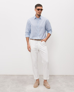 Canali Blue checked linen shirt GL03754CSL7079