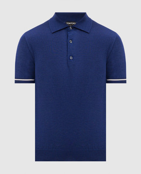 Tom Ford Blue cashmere and silk polo shirt KPS032YMK112