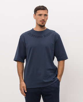 Stefano Ricci Blue T-shirt with embroidery MNH6305430LUXT