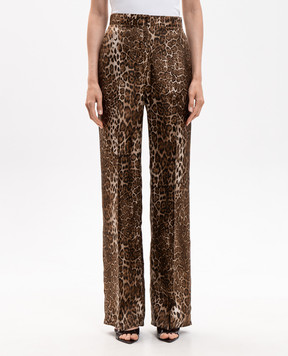 Max Mara TROMANA brown leopard print silk pants MSTROMANA