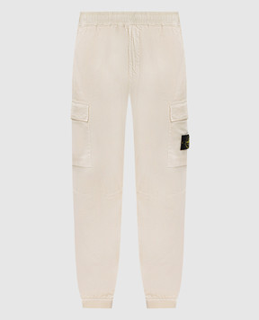 Stone Island Beige joggers with logo patch L1S153100031S0A10