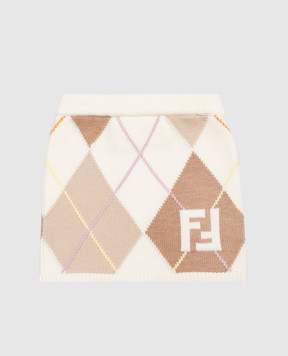 Fendi Children's beige wool skirt with a geometric pattern JFG267AJ8X812+