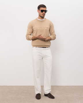 Balmain Beige jumper with logo embroidery HH1KD185KK24
