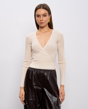 Max & Co Beige ribbed cardigan with a smell MCOMATERIA