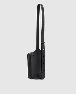 Serapian Blue leather sling bag with logo SRCMOMML738715A021