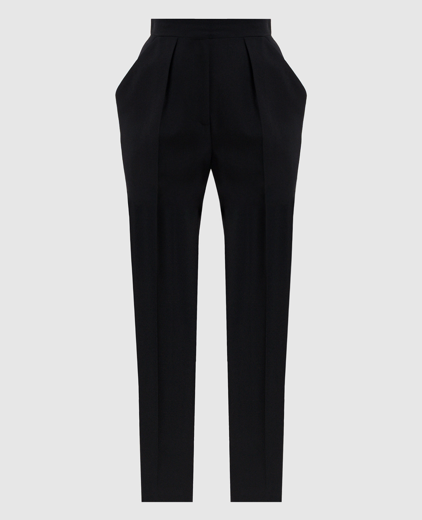 Black wool high-rise pants Balmain