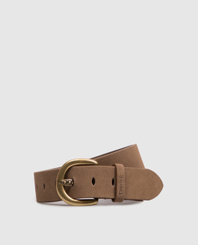 Twinset Brown suede belt with embossed logo 262TO5630