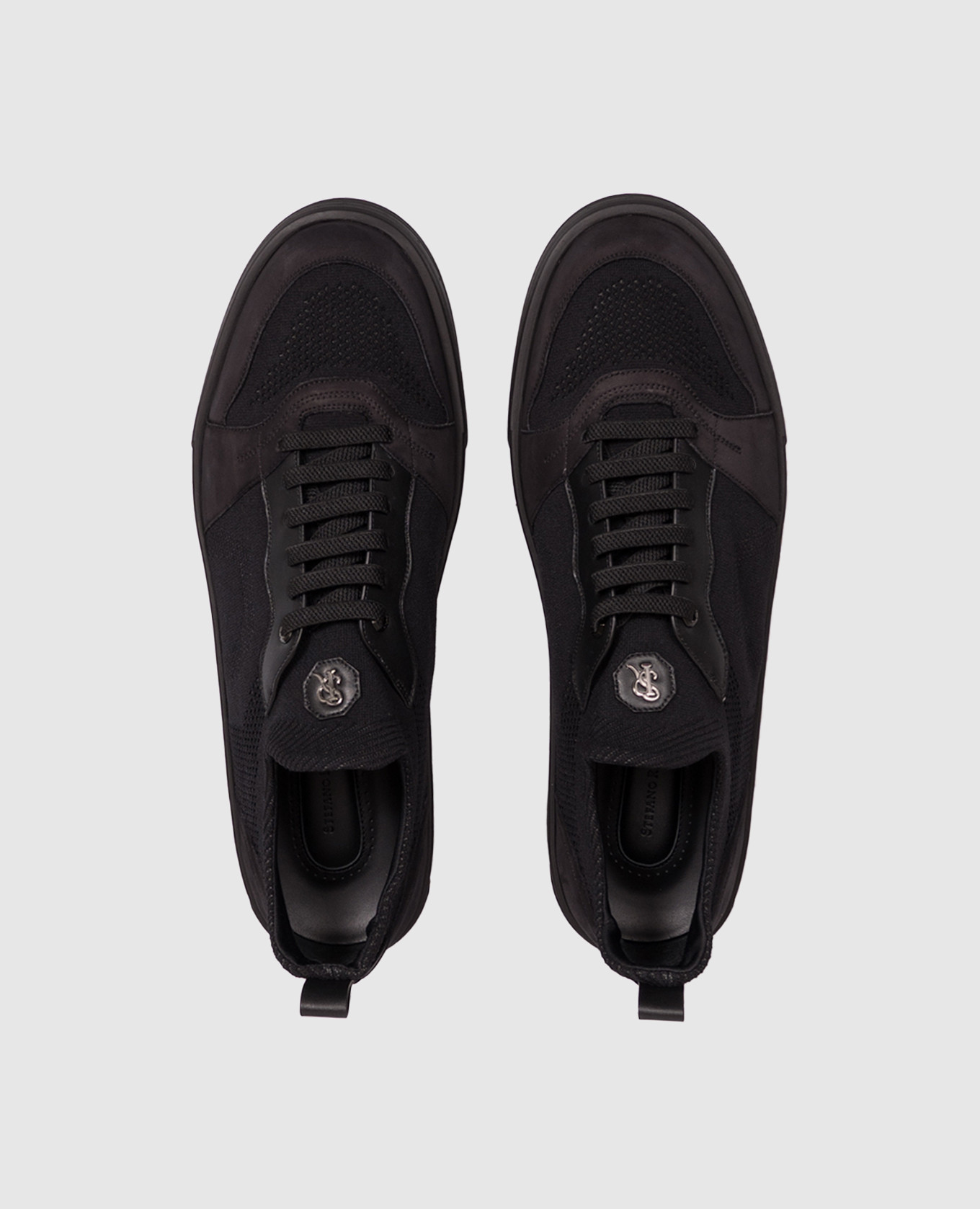 Black combination sneakers with textured logo Stefano Ricci 4