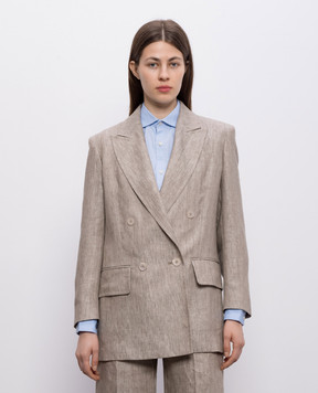 Max Mara Brown patterned linen jacket MXMOLIMPIA1