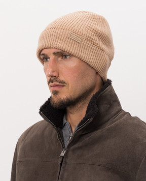 Canali Beige wool and cashmere hat MK02552B0043