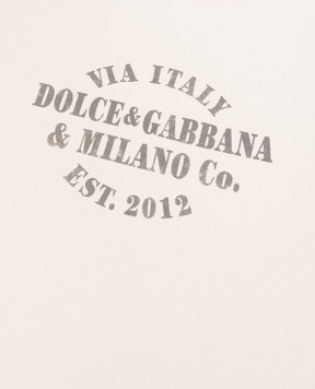 Dolce&Gabbana Children's beige T-shirt with logo print L4JTHVG7PRJ26