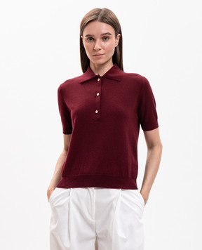 Max Mara Burgundy POMPOSA polo shirt with silk and cashmere SMMPOMPOSA