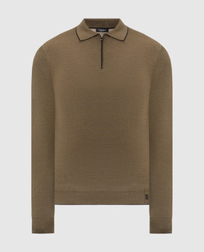 Stefano Ricci Khaki wool, silk and cashmere polo KE08004P30E26374