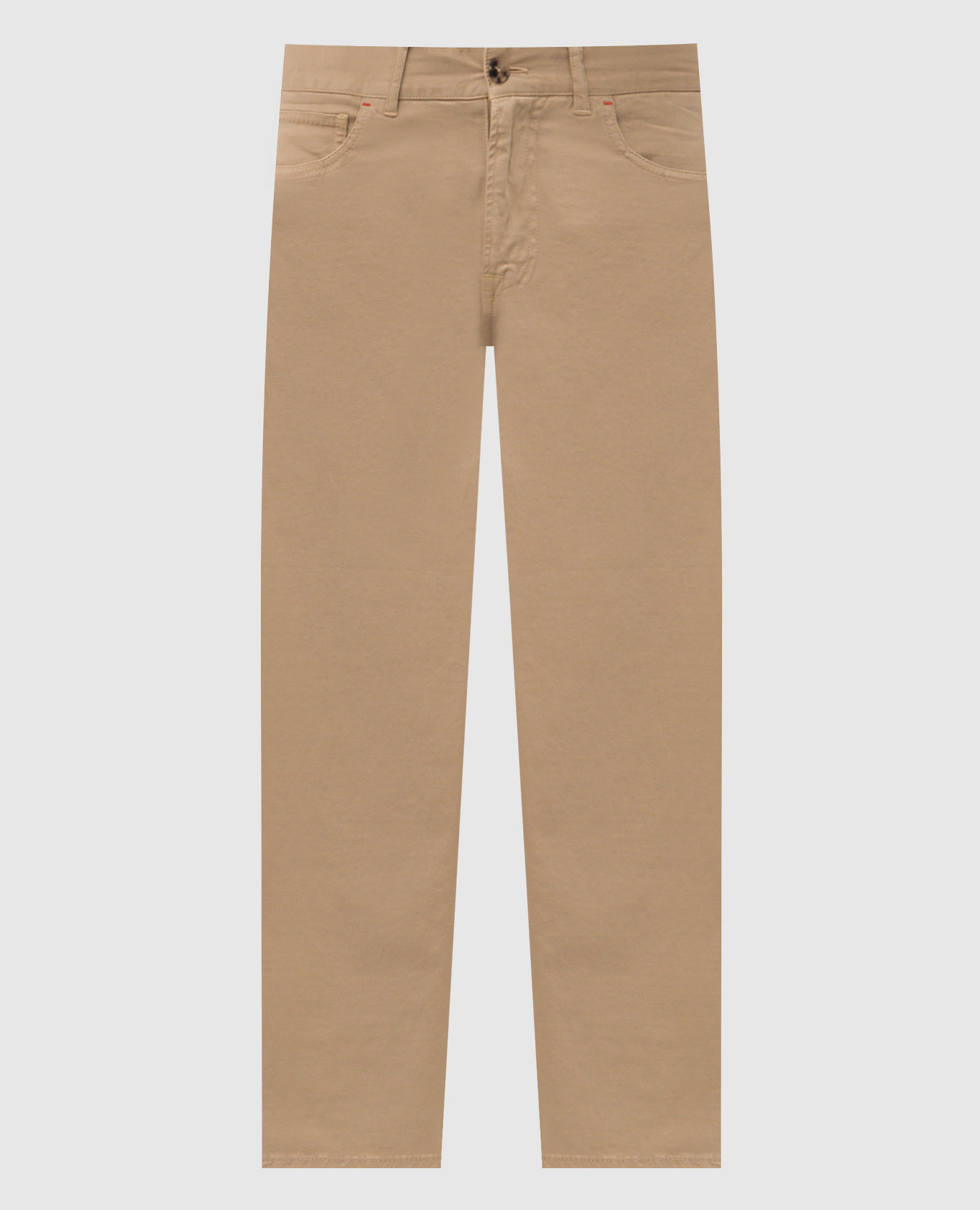 Beige pants with logo patch
