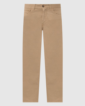 ISAIA Beige pants with logo patch PNT005X0059