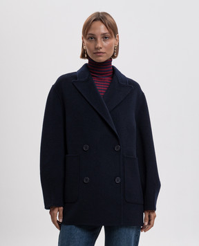 Twinset Blue double-breasted coat with wool 262TP2012