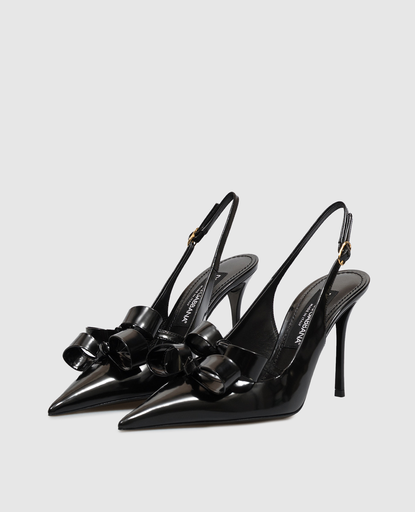 Black leather glossy slingbacks with bows Dolce&Gabbana 2