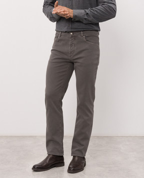 Brunello Cucinelli Grey jeans with embroidered logo M277PB3210
