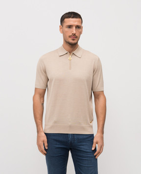 Stefano Ricci Beige silk polo shirt with emblem K414000P31F26160