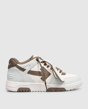 Off-White Out Of Office blue leather sneakers with contrast logo OWIA259S26LEA003