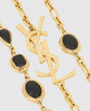 Saint Laurent CASSANDRE gold necklace with cabochons A002JXY15E2