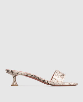 Amina Muaddi Andreea beige leather mules with reptile leather embossing 17S366178AND
