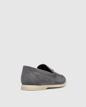 Stefano Ricci Grey suede loafers with eagle head emblem UC64G2242SDP