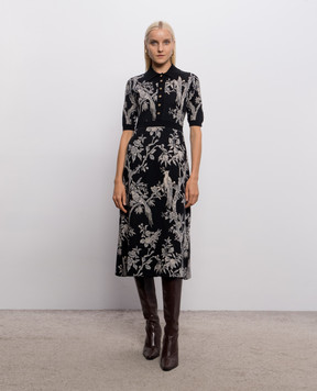 Etro Black wool dress with floral pattern WRKA0171AQ12V