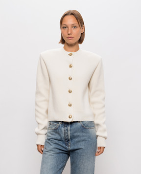 Balmain Ivory cashmere and merino wool cardigan CA0000000013
