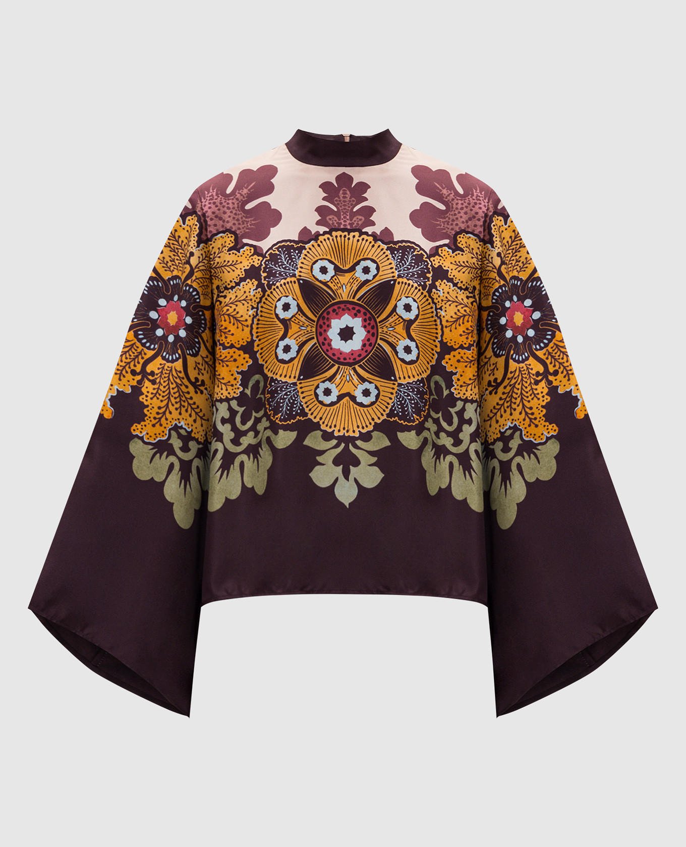 

Burgundy silk blouse with branded print La DoubleJ