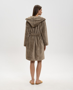L'appartement Brown terry robe with hood SANTANABATHROBE