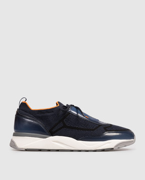 Santoni Blue combination sneakers with logo MBIO22135BGRNOTZ