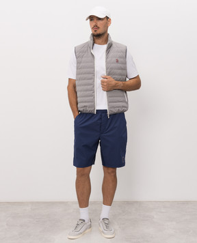 Brunello Cucinelli Blue shorts with logo print MB4223590T