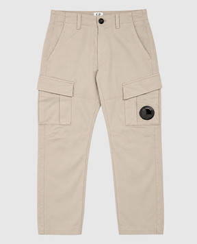 C.P. Company Children's gray cargo pants with logo patch CQP004LRC0628