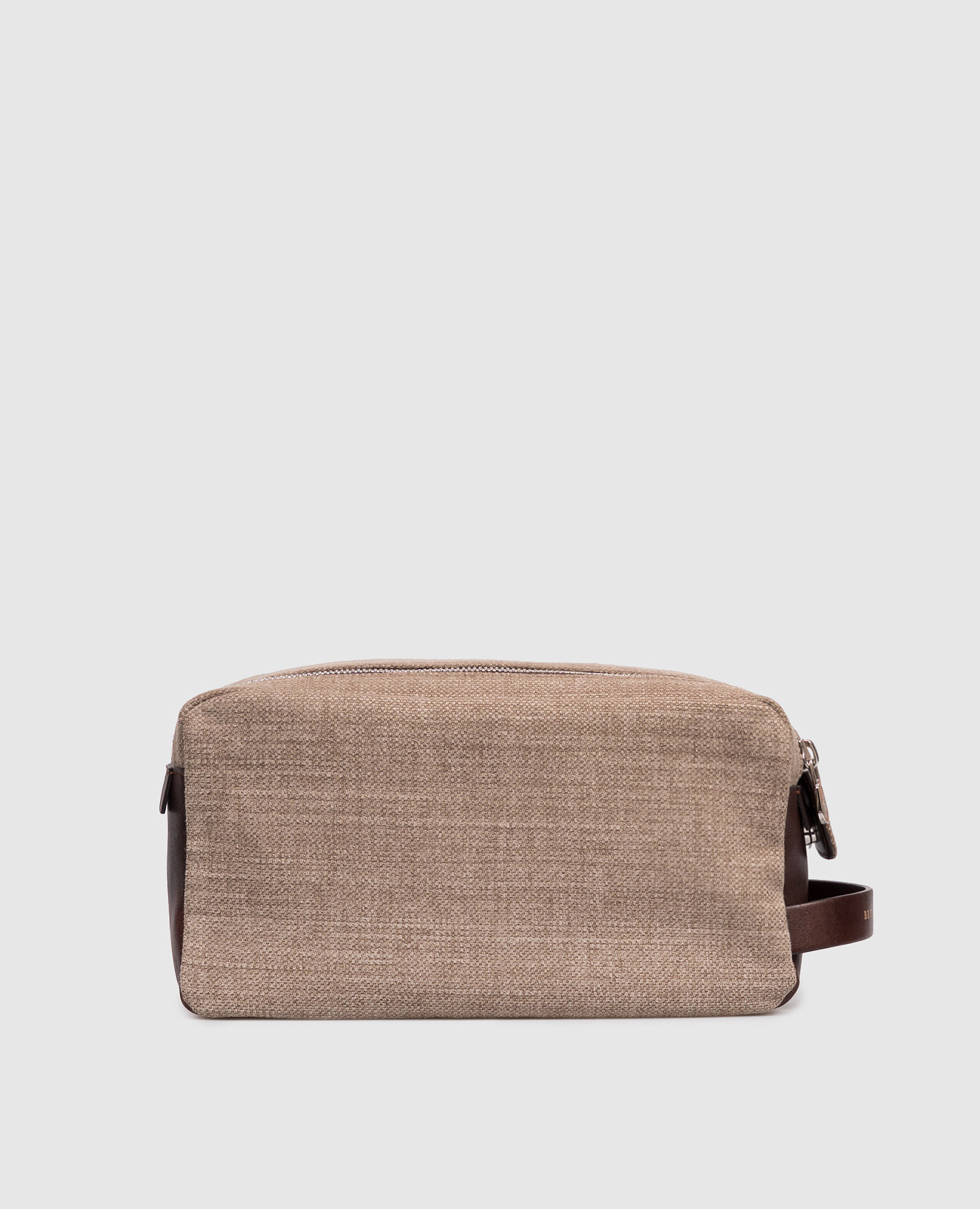 

Brown linen toiletry bag with logo Brunello Cucinelli